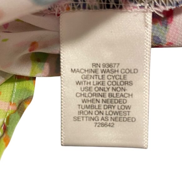 Liz Claiborne Long Sleeve Tie Front Floral Chiffon Blouse, Size Medium - Picture 4 of 7